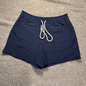 Faherty Women's All Day Drawstring Mini Navy Blazer Shorts Size Medium